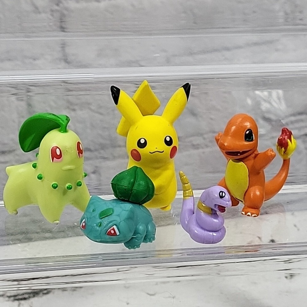 Pokémon Mini Figures Lot Of 5 Chikorita Ekans Charmander Bulbasaur Pikachu